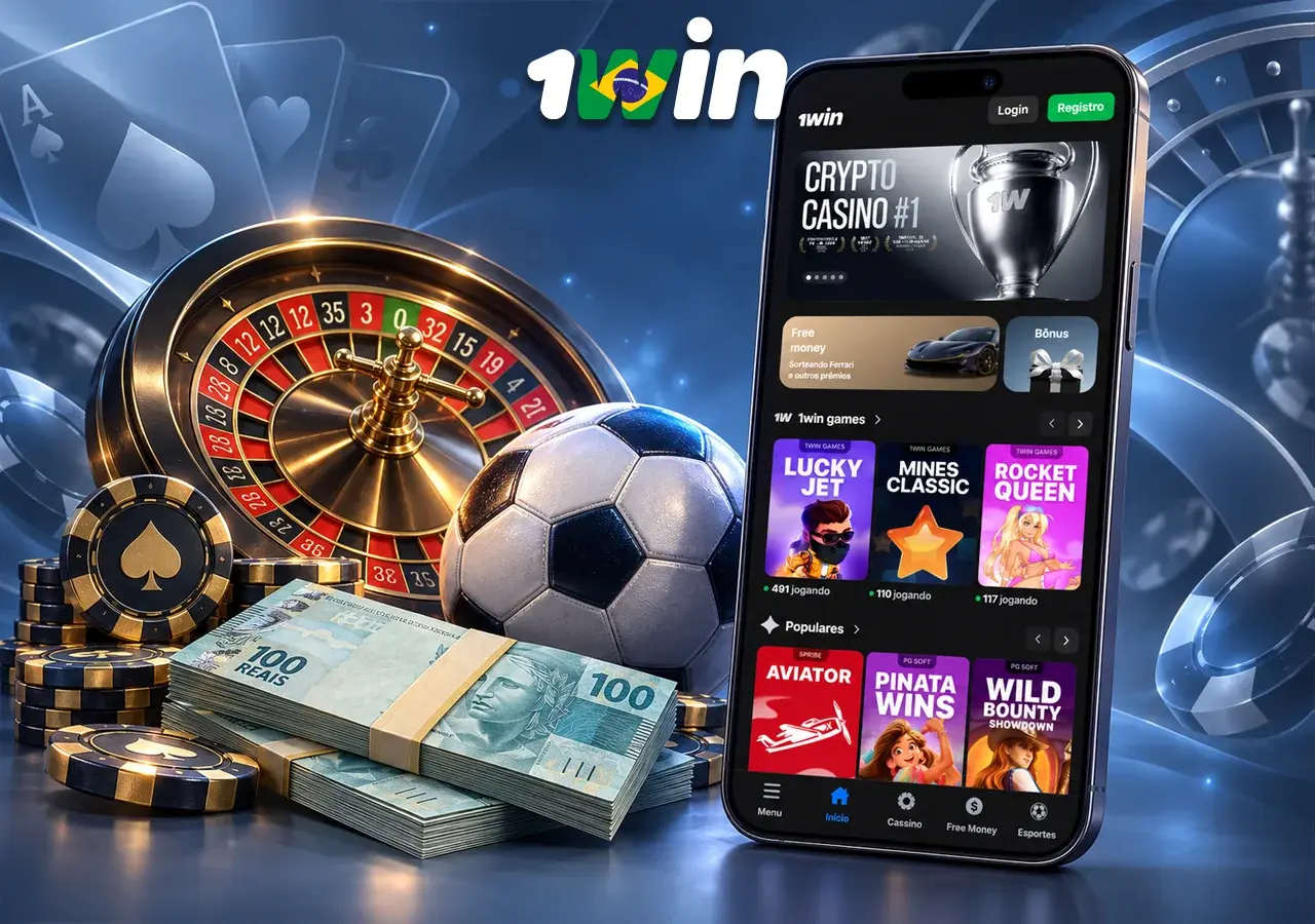 A 1Win reúne roleta e cassino no celular, com fichas, futebol e notas de reais